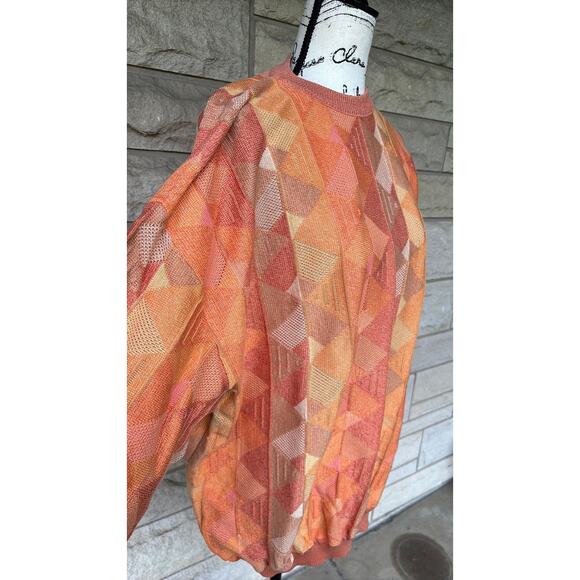 St croix textured geometric knit sweater orange - Picture 2 of 5